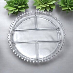 Vintage Imperial Glass Candlewick Divided 5 Compartment Serving Tray Platter